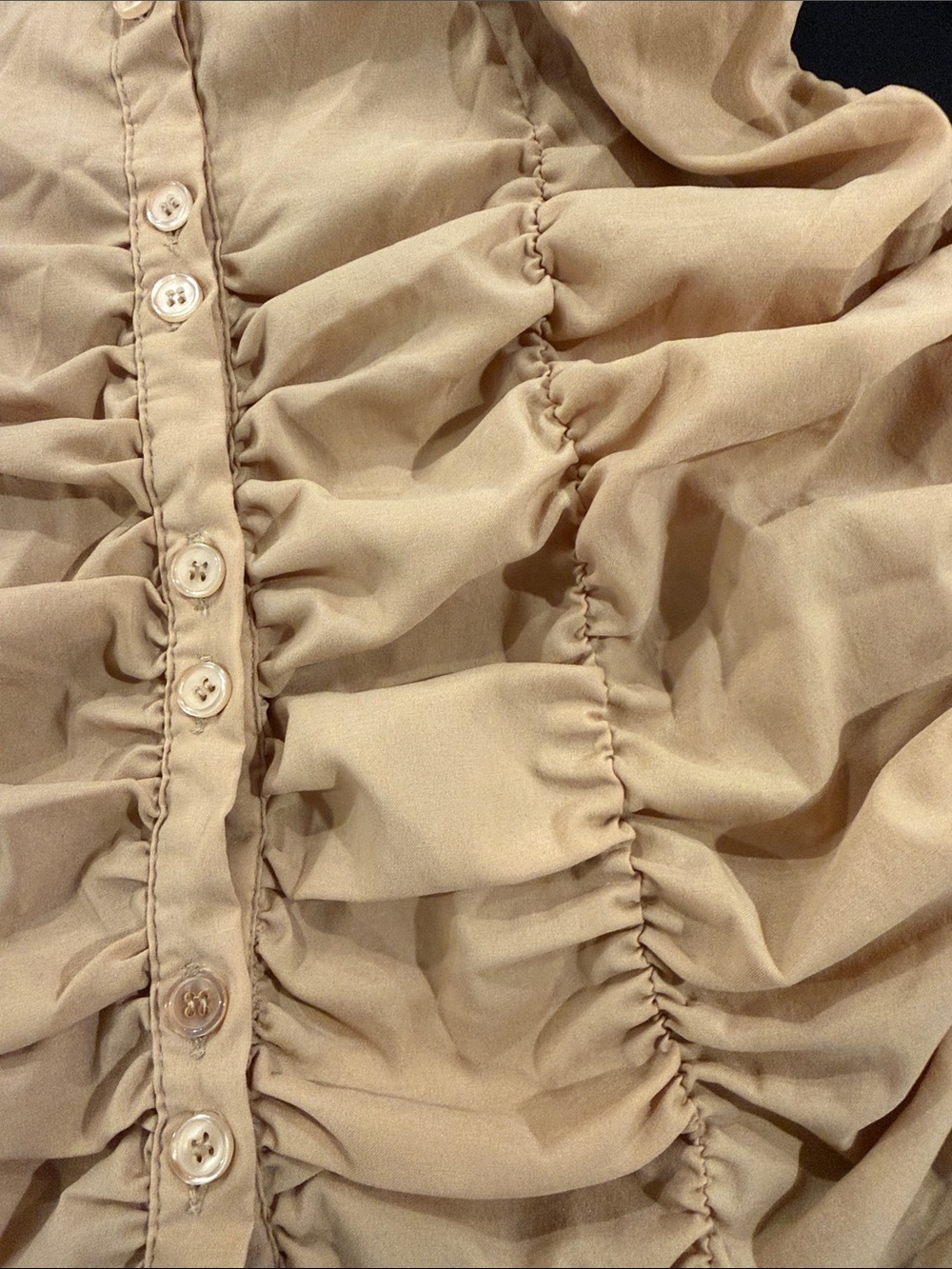 Mustard Ruched Button-Down Shirt - Picture 8 of 8